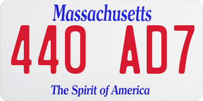 MA license plate 440AD7