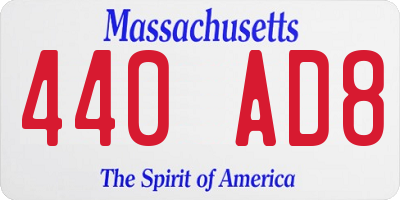 MA license plate 440AD8