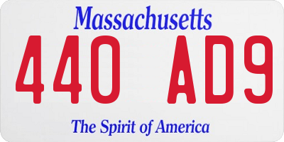 MA license plate 440AD9