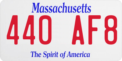 MA license plate 440AF8