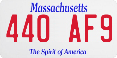 MA license plate 440AF9