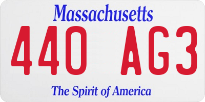 MA license plate 440AG3