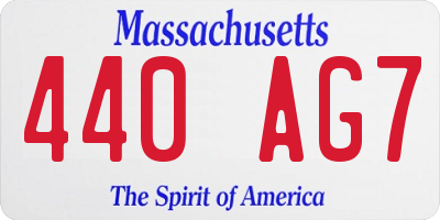 MA license plate 440AG7