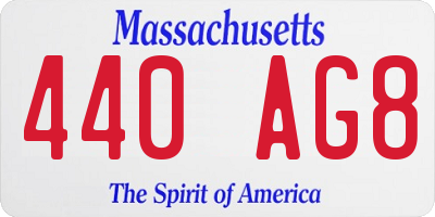 MA license plate 440AG8
