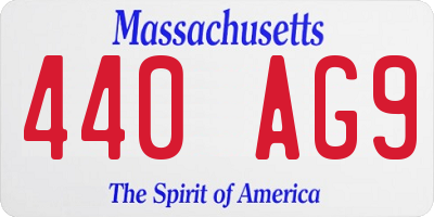 MA license plate 440AG9