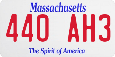 MA license plate 440AH3