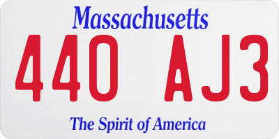 MA license plate 440AJ3