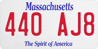 MA license plate 440AJ8