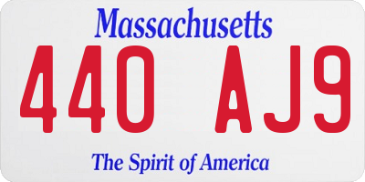 MA license plate 440AJ9