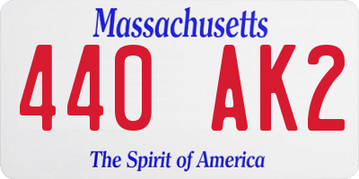 MA license plate 440AK2