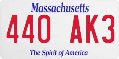 MA license plate 440AK3