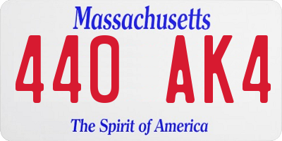 MA license plate 440AK4