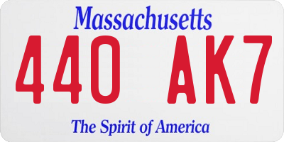 MA license plate 440AK7