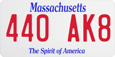 MA license plate 440AK8