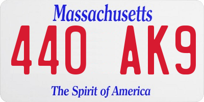MA license plate 440AK9