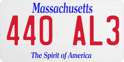 MA license plate 440AL3
