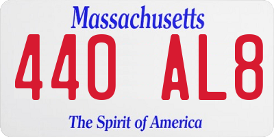 MA license plate 440AL8