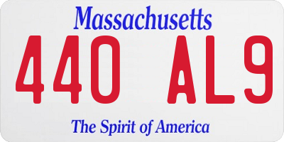 MA license plate 440AL9
