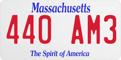 MA license plate 440AM3
