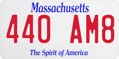 MA license plate 440AM8