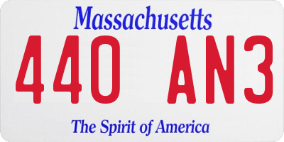 MA license plate 440AN3