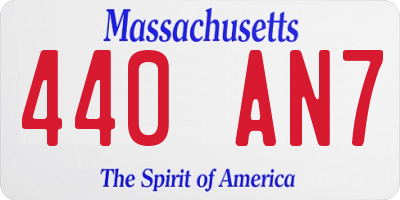 MA license plate 440AN7