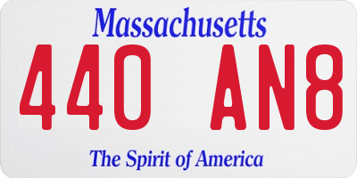 MA license plate 440AN8