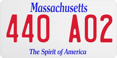 MA license plate 440AO2