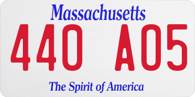 MA license plate 440AO5