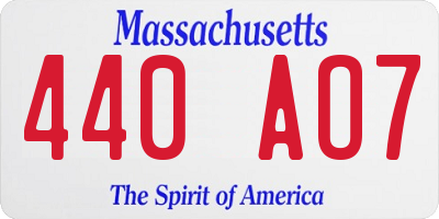 MA license plate 440AO7