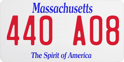 MA license plate 440AO8