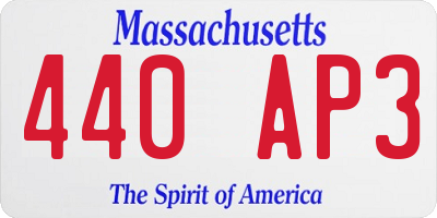 MA license plate 440AP3