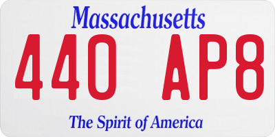 MA license plate 440AP8