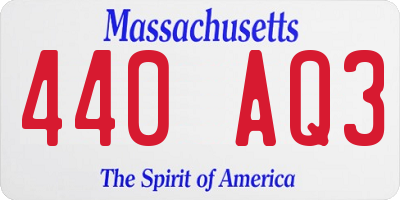 MA license plate 440AQ3