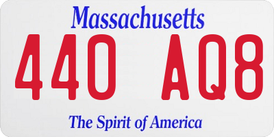 MA license plate 440AQ8