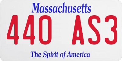 MA license plate 440AS3