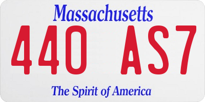 MA license plate 440AS7