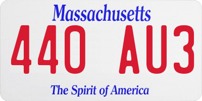 MA license plate 440AU3
