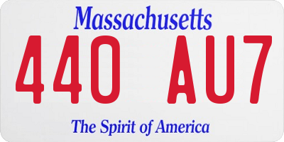 MA license plate 440AU7