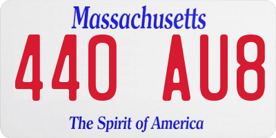 MA license plate 440AU8