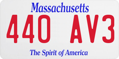 MA license plate 440AV3
