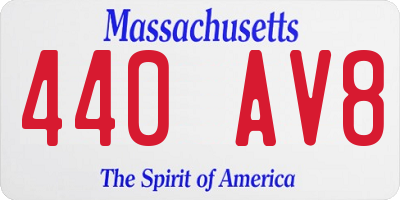 MA license plate 440AV8