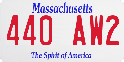 MA license plate 440AW2