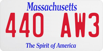 MA license plate 440AW3