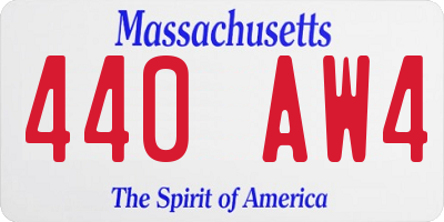 MA license plate 440AW4