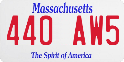 MA license plate 440AW5