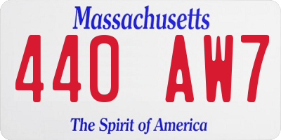 MA license plate 440AW7