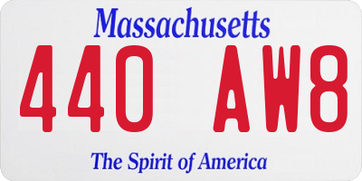 MA license plate 440AW8