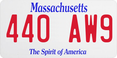 MA license plate 440AW9