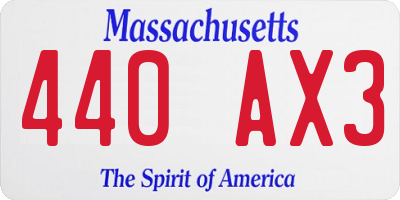 MA license plate 440AX3